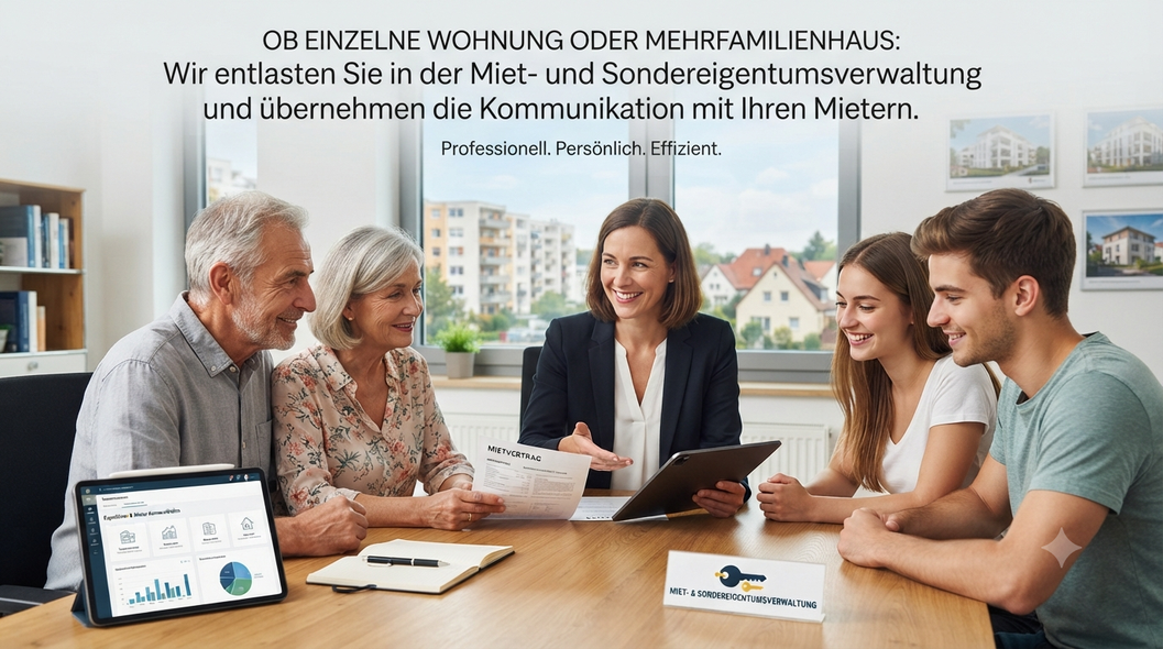Private Vermieter übergeben Wohnungsschlüssel an einen Mieter