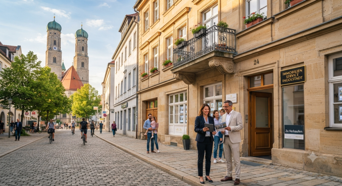 Wohnhäuser in einer Stadt als Symbol für die regionale Hausverwaltung in Ingolstadt